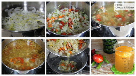 Caldo de verduras en proceso